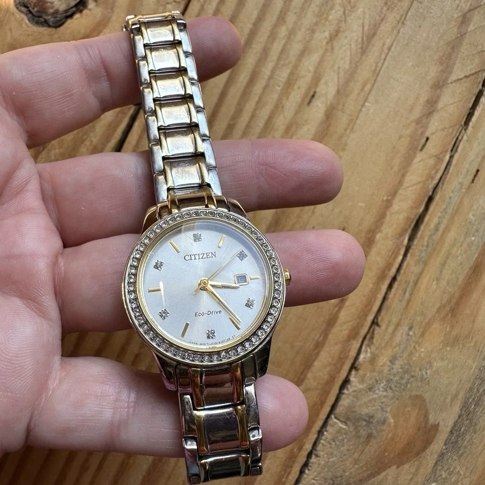 Citizen Eco-Drive Women's Two-Tone Diamond Accent Calendar Watch J710-S112818